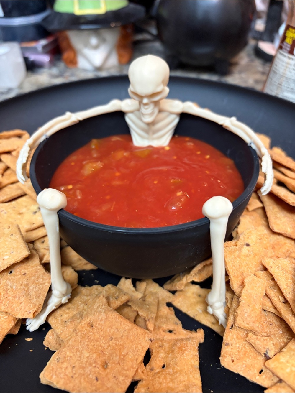 Halloween Skeleton Dip Bowl - Black with Cream Skeleton Accent
